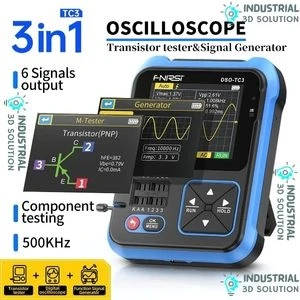 FNIRSI DSO-TC3 3-in-1 Handheld Digital Oscilloscope, Signal Generator & Transistor Tester – 500KHz Bandwidth, 10MS/s Sampling Rate Portable Electronics Diagnostic Tool