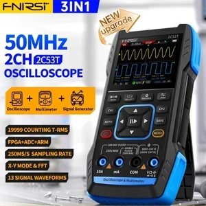 FNIRSI® 2C53T Pro – 3-in-1 50MHz Handheld Oscilloscope, Multimeter & Signal Generator (250MS/s Sampling)