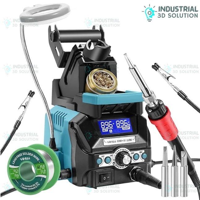 YIHUA 939D+ Digital Temperature Adjustable Soldering Iron Kit 90W / 220V Professional Soldering Station with Ceramic Heating Element