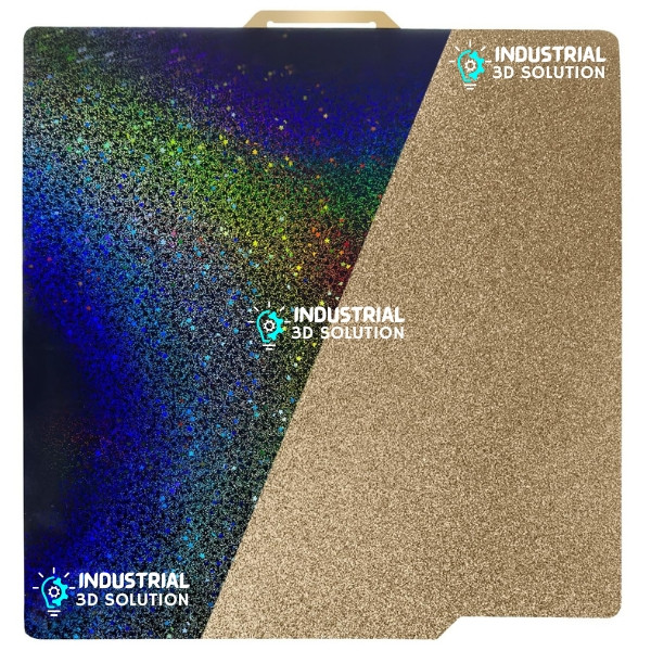 BeeLayers 257x257mm Double Sided Smooth PEY and Gold Textured PEI Build Plate for Bambu Lab X1C, P1S, P1P, and A1 3D Printers.