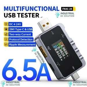 FNIRSI FNAC-28 2-in-1 Type-C USB Tester – Digital Voltmeter & Ammeter for Power Bank and Charger Measurement