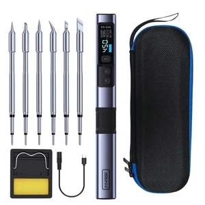 FNIRSI HS-02 Adjustable Temperature Soldering Iron DC 24V 100-450℃ Welding Solder Rework Station PD 100W Portable Repair Tool