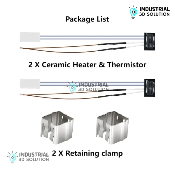 BeeLayers 2 Pairs 24V 48W Ceramic Heating Plate and Thermistor Kit for Bambu Lab P1P and P1S 3D Printers.