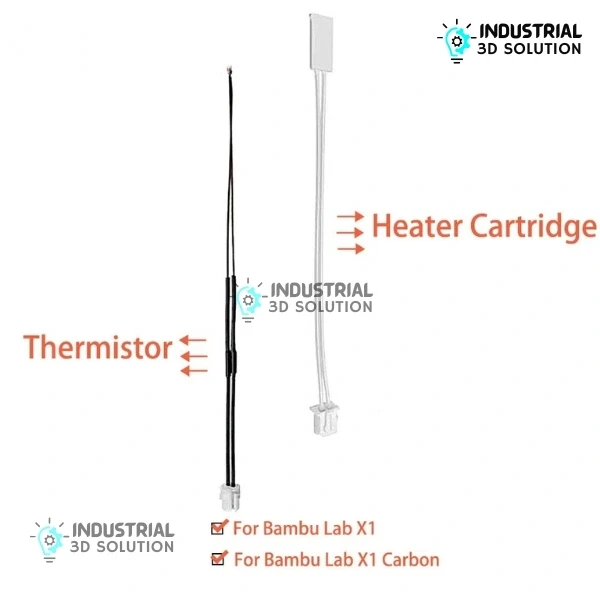 BeeLayers 24V 60W Ceramic Heating Plate and Thermistor Kit for Bambu Lab X1 Carbon, X1E, P1P, and P1S 3D Printers.