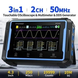 FNIRSI ScopeMaster 2C53P 3-in-1 50MHz Touchscreen Tablet Oscilloscope, Precision Multimeter & DDS Signal Generator (250MS/s, Dual Channel)