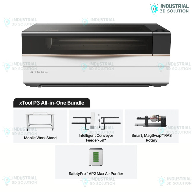 xTool P3 All-in-One Bundle 80W CO2 Laser Cutter & Engraver Machine with Air Purifier Rotary Conveyor Large Bed High-Speed 600mm/s