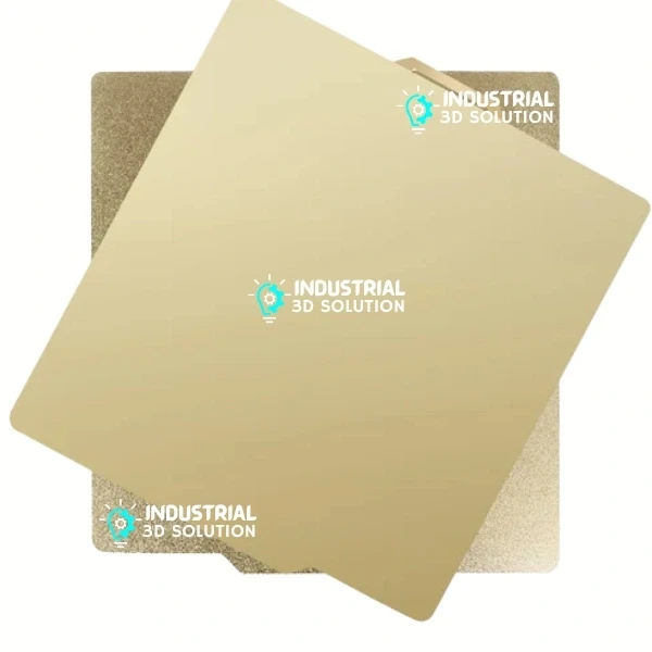 BeeLayers 257x257mm Double Sided Gold Textured PEI Build Plate for Bambu Lab X1C, P1P, P1S, and A1 3D Printers.