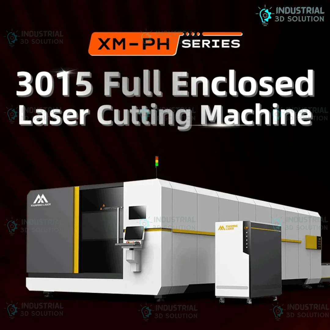 3015 Full Enclosed Fiber Laser Cutting Machine with Exchange Table XM-3015PH Industrial CNC Metal Cutter 1500W–30KW Power Range 3000×1500mm Working Area
