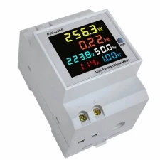 Din Rail Digital Energy Meter | 6-in-1 AC Power Monitor 100A | 40–450V Voltage Current Frequency KWH Meter with Power Factor Display