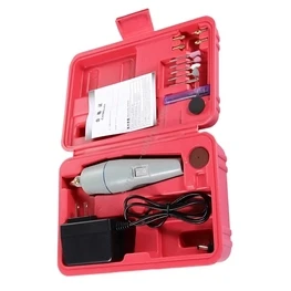 Mini Electric Grinder Drill Set – 12V 12000RPM Portable Rotary Tool with EU Plug (0.5–3.0mm Collet, ABS Body, Gray)