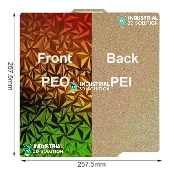 BeeLayers 257x257mm Double Sided Gradient PEO and Gold Textured PEI Build Plate for Bambu Lab X1C, P1S, P1P, and A1 3D Printers.
