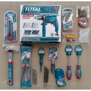 TOTAL THKTHP1152 115 Pcs Professional Tool Kit with 680W Impact Drill TG1061356 | Complete Home Repair, Electric Drill, DIY, Mechanical & Industrial Hand Tools Set