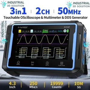 FNIRSI 2C53P 3-in-1 Tablet Oscilloscope 50MHz 250MS/s With Touchscreen  Dual Channel Digital Multimeter & DDS Signal Generator