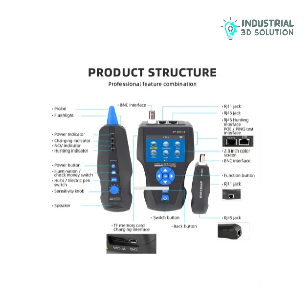 Noyafa NF-8601S TDR Cable Tracer Tester with PoE / Ping for RJ45, RJ11, BNC, Metal Cables
