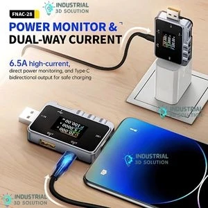 FNIRSI FNAC-28 2-in-1 Type-C USB Tester – Digital Voltmeter & Ammeter for Power Bank and Charger Measurement