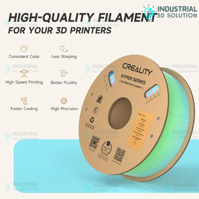Creality Hyper PLA Rainbow Filament 1.75mm – High-Speed 3D Printer Filament 1kg Spool– ±0.02mm Accuracy