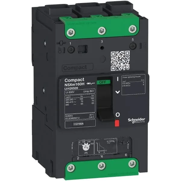 125A, 3P, 36kA, MCCB (ComPact NSXm - Adjustable) - compression lugs - Schneider