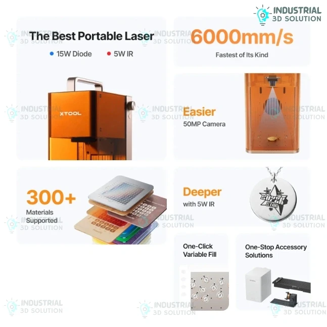 xTool F2 Portable Dual Laser Engraver 15W Diode Laser + 5W 1064nm Infrared Laser F2 Deluxe Bundle Metal and Wood Laser Engraving Machine with 50MP Smart Camera