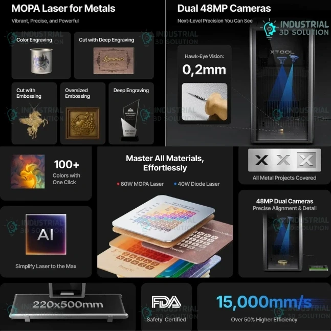 xTool F2 Ultra 60W MOPA & 40W Diode Dual Laser Engraver + Conveyor – F2 Ultra Single Laser Industrial System