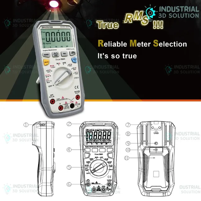 GW Instek GDM‑541 Professional Digital Multimeter / True RMS Handheld AC DC Voltage & Current Tester / 22,000 Count LCD Display / Industrial & Lab Use / NCV & USB Data Logging / CAT III 1000V / Electr