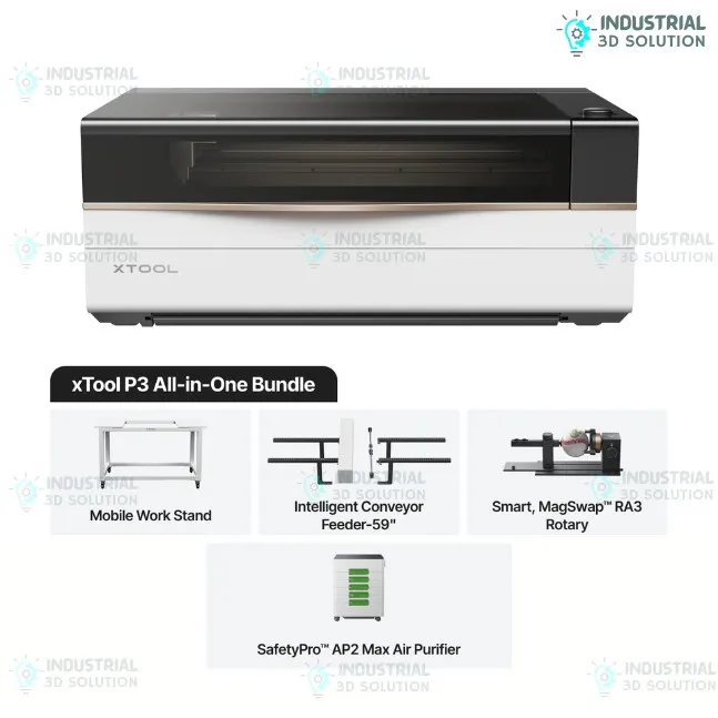 xTool P3 All-in-One Bundle 80W CO2 Laser Cutter & Engraver Machine with Air Purifier Rotary Conveyor Large Bed High-Speed 600mm/s