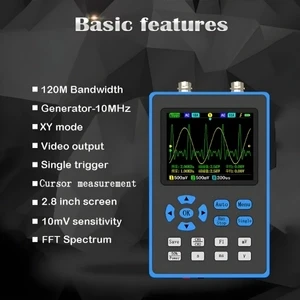 DSO2512G Digital Storage Oscilloscope – 120MHz Bandwidth, 500MSa/s Dual Channel 2-in-1 Oscilloscope & Waveform Generator with 10mV Sensitivity & FFT Spectrum Analysis