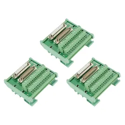 3X DB25 DIN Rail Mount Interface Module Male/Female Connector Breakout Board